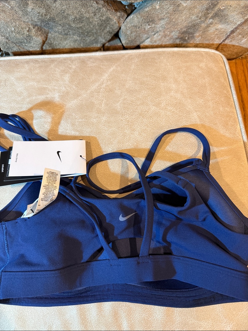 Nike Navy Blue Envy Double-Strap Sports Bralette - Picture 3 of 4